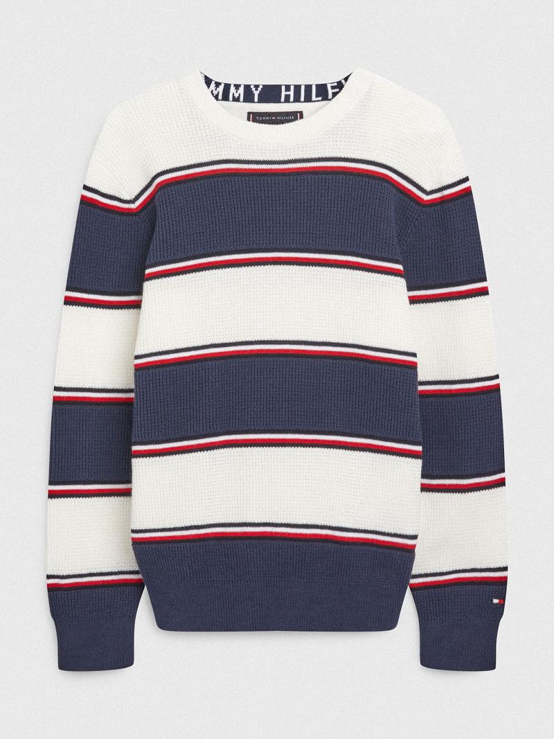 Fiú Tommy Hilfiger Rugby Stripe Pulóverek Kék | HU 2199KOR